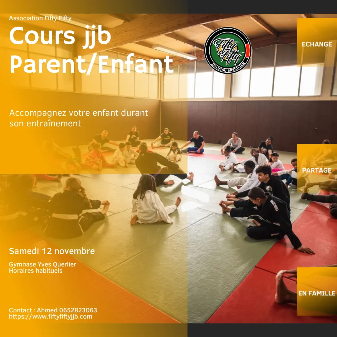 Affiche du cours JJB parent et enfant du samedi 12 novembre