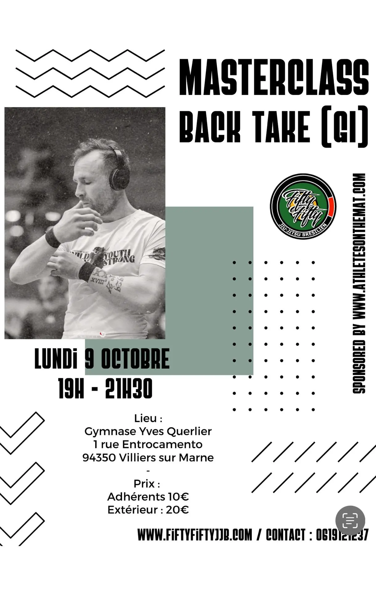 Affiche de la masterclass back take en Gi du lundi 9 octobre