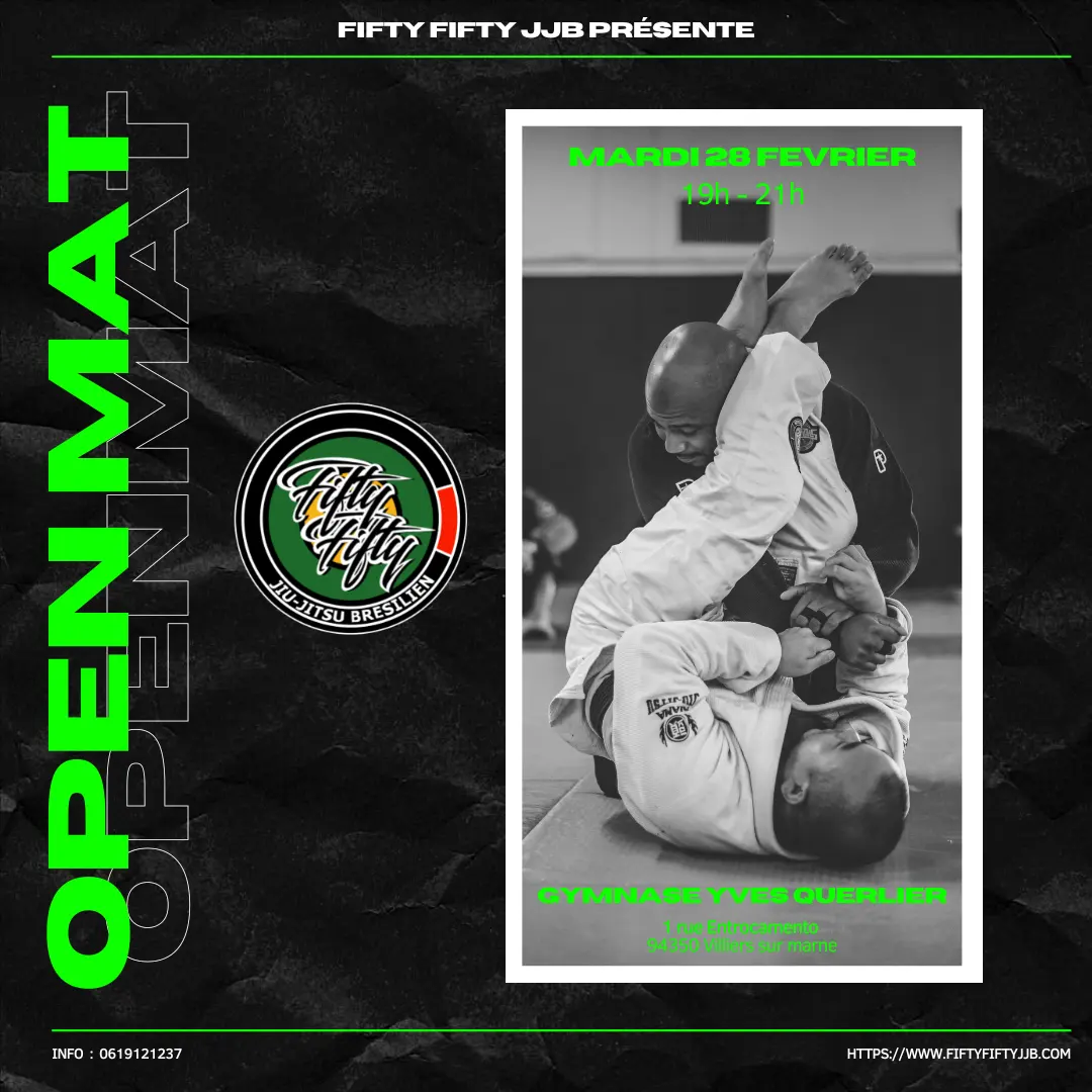 Affiche de l’open mat du mardi 28 février au gymnase Yves Querlier